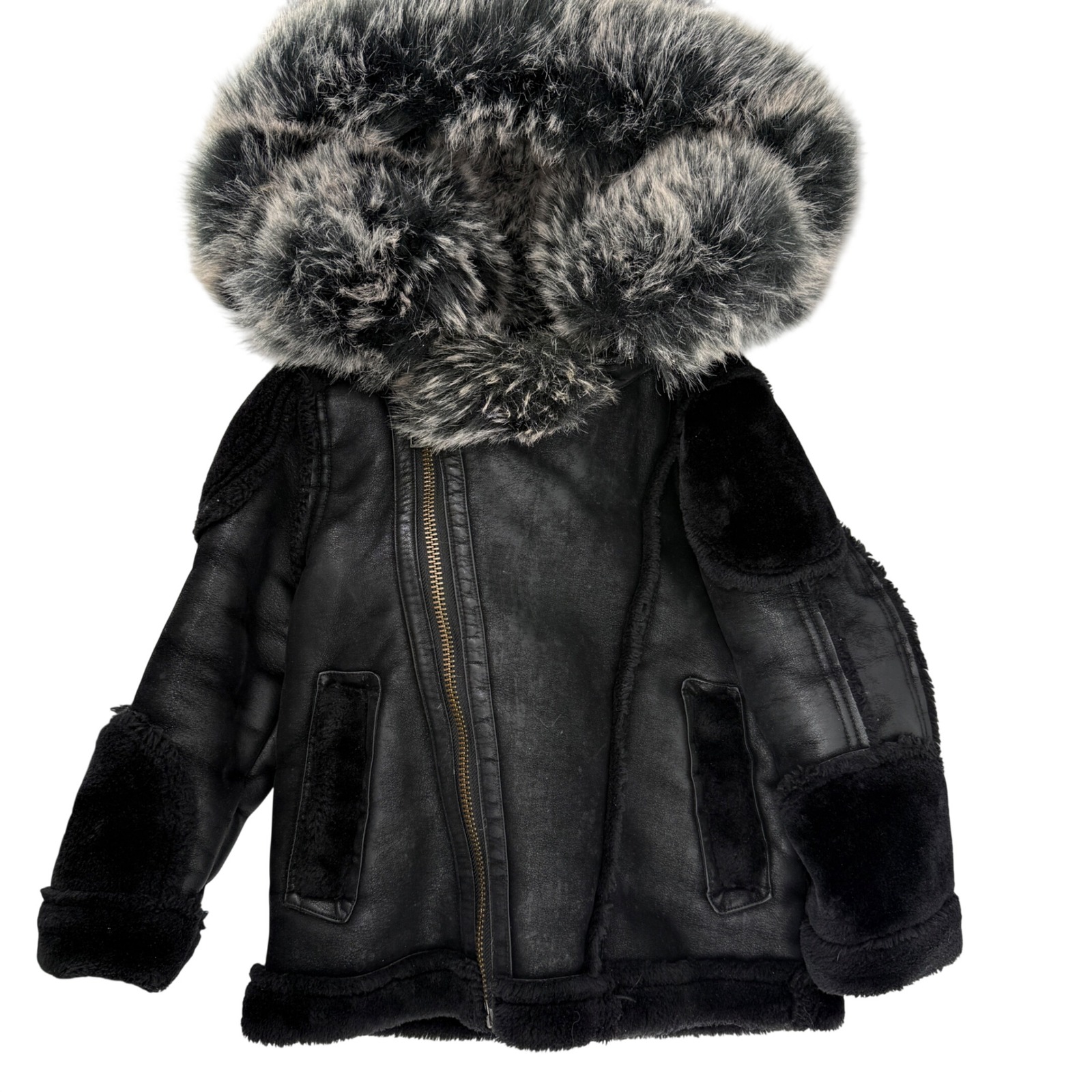 Jordan Craig Jc Kids Denali Shearling Jacket Coat With Fur Size 5 Blk Thick Warm